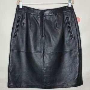 Harve Benard Black Leather Skirt